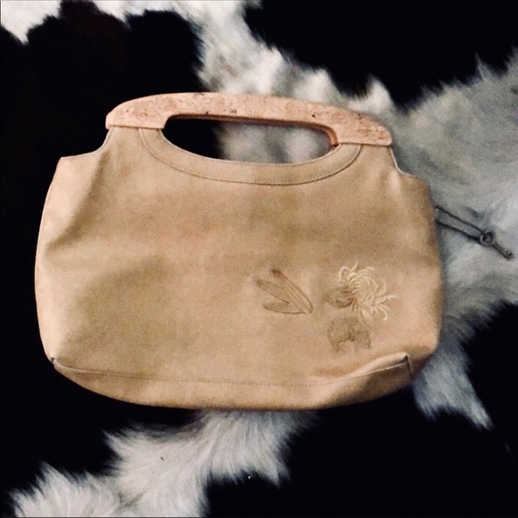 Fossil Handbags - Vintage Forever Fossil leather purse w/carved wood